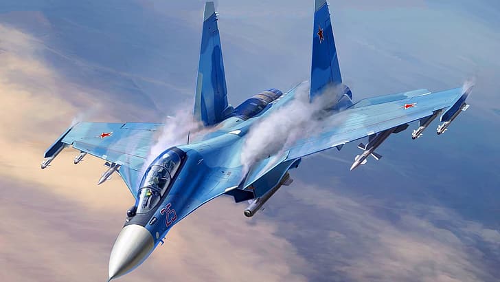 Sukhoi, l'armée de l'air russe, la génération 4 +, Su-30CM, mise à niveau série, vidéoconférence Russie, chasseur russe polyvalent, Fond d'écran HD