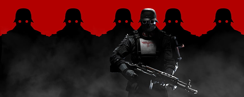 Wolfenstein The New Order Soldiers, black assault rifle illustration, Games, Other Games, Europe, Soldiers, video game, world war ii, 2014, Nazi, 1946, HD wallpaper HD wallpaper