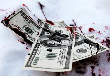 drei 100 US-Dollar-Banknoten, dunkel, Blut, Geld, HD-Hintergrundbild HD wallpaper