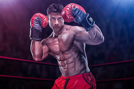 Спорт, бокс, мъж, мускули, HD тапет HD wallpaper