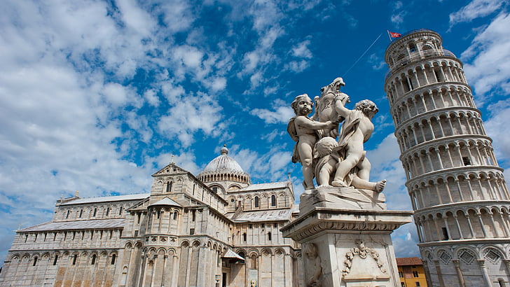 Greece landmarks illustration, Leaning Tower of Pisa, Italy, Travel, Tourism, HD wallpaper