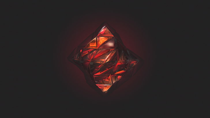 диамантено червено и оранжево лого илюстрация, Джъстин Малър, резюме, HD тапет