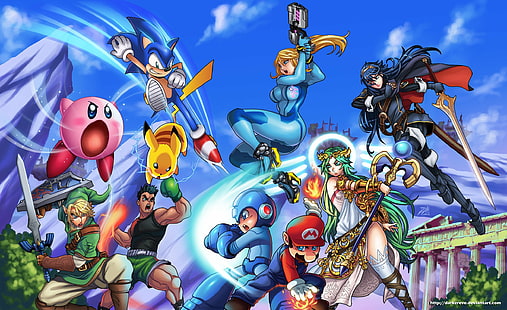 (Zeichen), (Zelda), Aran, Bros, Igel, Kirby, Link, Mario, Pikachu, Samus, Smash, Sonic, Super, Tagme, die, HD-Hintergrundbild HD wallpaper