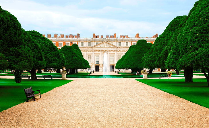 Hampton Court Palace, Palast von Hampton Court, London, Europa, Vereinigtes Königreich, Reise, Garten, London, Königlich, Palast, Gericht, Hampton, Palast von Hampton Court, HD-Hintergrundbild