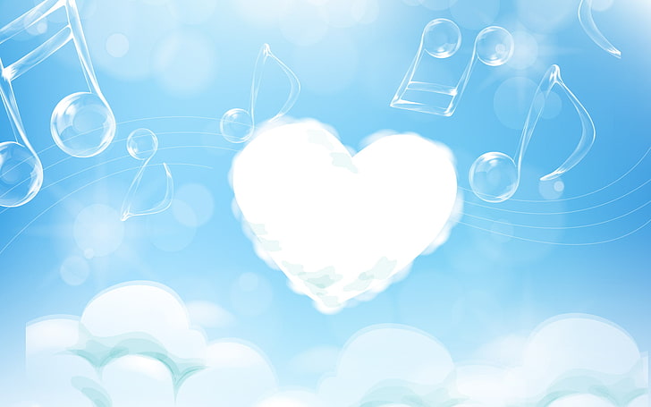 White Heart Cloud, heart white illustration, Love, , white, heart, cloud, HD wallpaper