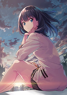 anime, gadis anime, mata biru, Takarada Rikka, SSSS.GRIDMAN, Wallpaper HD HD wallpaper