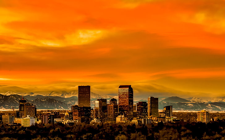 Colorado, panorama, skyline, Denver, HD wallpaper