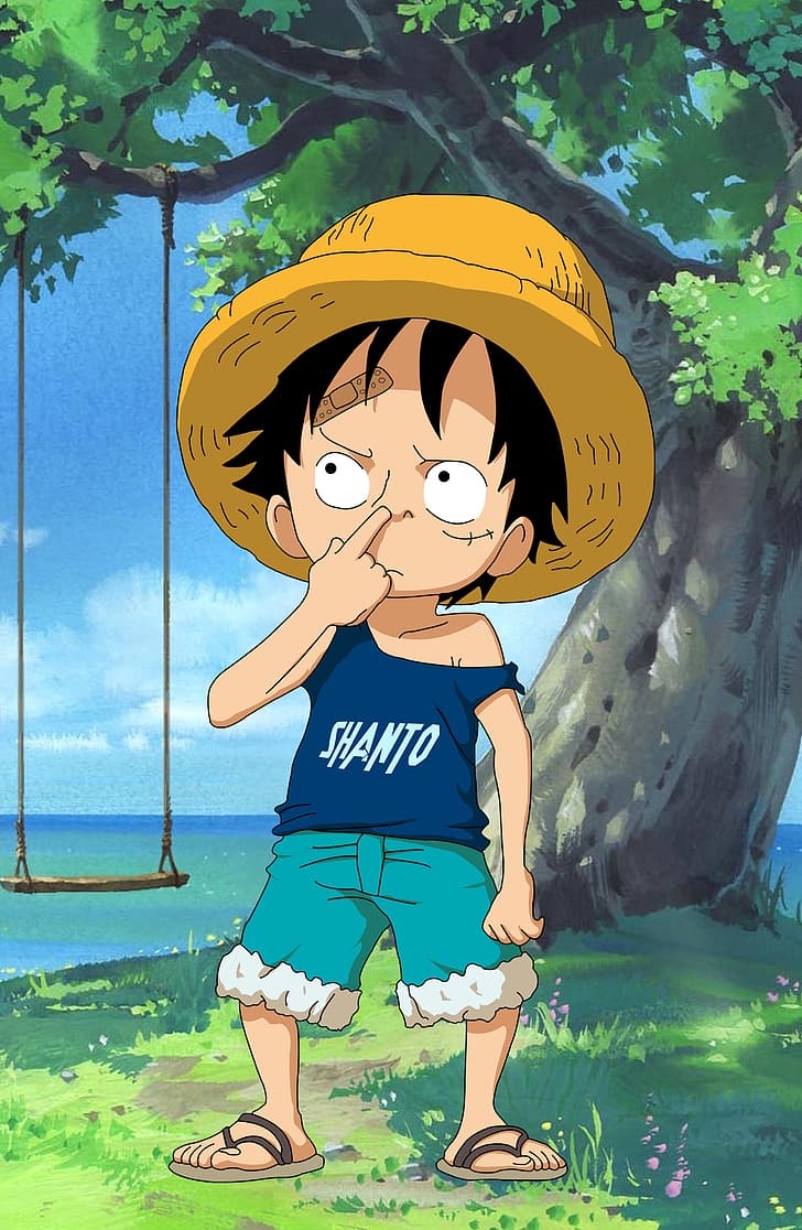 KINDER LUFFY, Affe D. Ruffy, One Piece, Anime, HD-Hintergrundbild, Handy-Hintergrundbild