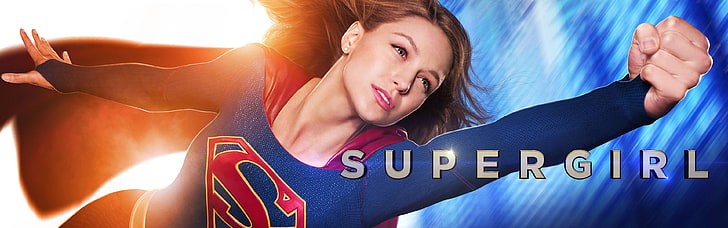 Supergirl digital wallpaper, Melissa Benoist, TV, DC Comics, dual monitors, multiple display, women, superhero, Supergirl, HD wallpaper