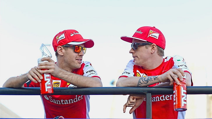 Sebastian Vettel, Kimi Raikkonen, Ferrari F1, ferrari formula 1, Formula 1, Ferrari, HD wallpaper