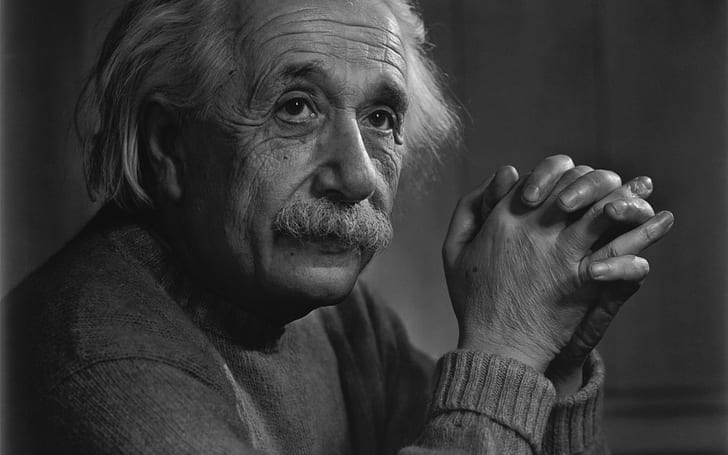 Albert Einstein, uomini, monocromatico, viso, ritratto, Sfondo HD