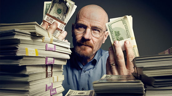 Sfondo di Breaking Bad, Breaking Bad, Walter White, Heisenberg, Bryan Cranston, soldi, TV, Sfondo HD HD wallpaper
