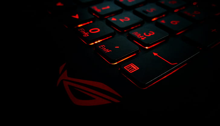 ASUS, республика геймеров, клавиатура, красная, HD обои