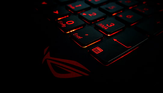 ASUS, республика геймеров, клавиатура, красная, HD обои HD wallpaper