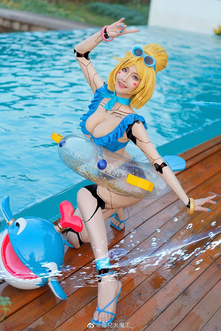 women, cosplay, League of Legends, Syndra (League of Legends), pool party, HD wallpaper