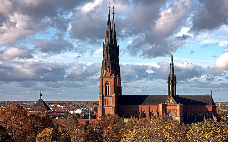 ウプサラ、スウェーデン、スウェーデン、建築、都市、教会の教会、 HDデスクトップの壁紙