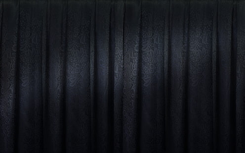 black window curtain, twilight, fabric with flower pattern, strip light, HD wallpaper HD wallpaper