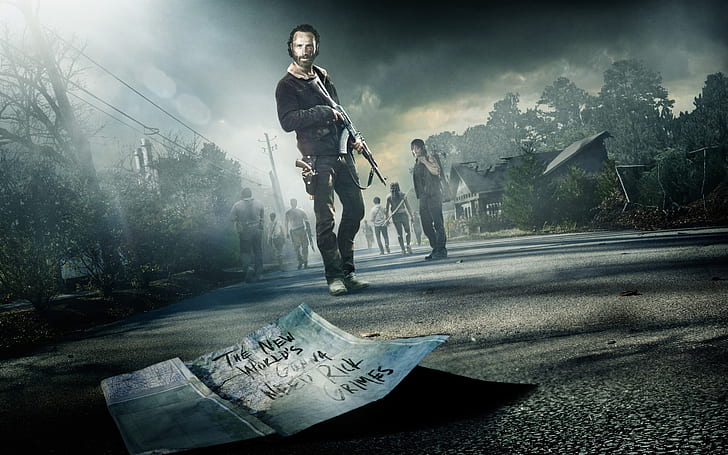 The Walking Dead, Andrew Lincoln, Rick Grimes, spel HD tapet, The Walking Dead, Andrew Lincoln, Rick Grimes, HD tapet