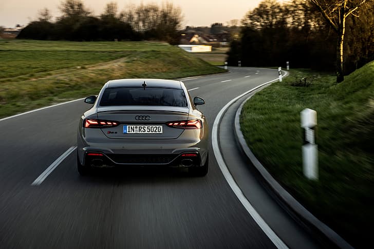 road, movement, Audi, coupe, back, RS 5, 2020, RS5 Coupe, HD wallpaper