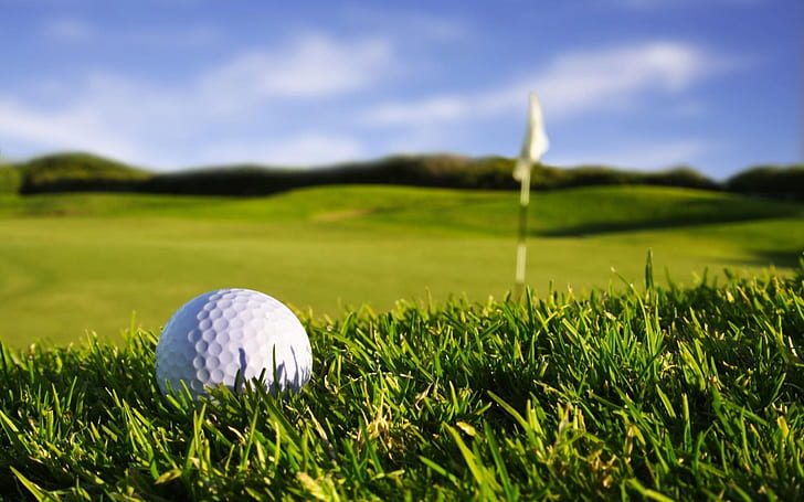 голф игрище, трева, замъгленост, пейзаж, HD тапет