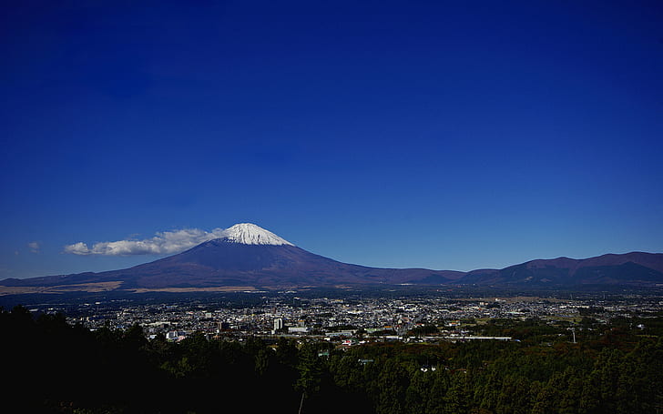 富士山ブルー火山HD、自然、青、火山、mt、富士、 HDデスクトップの壁紙