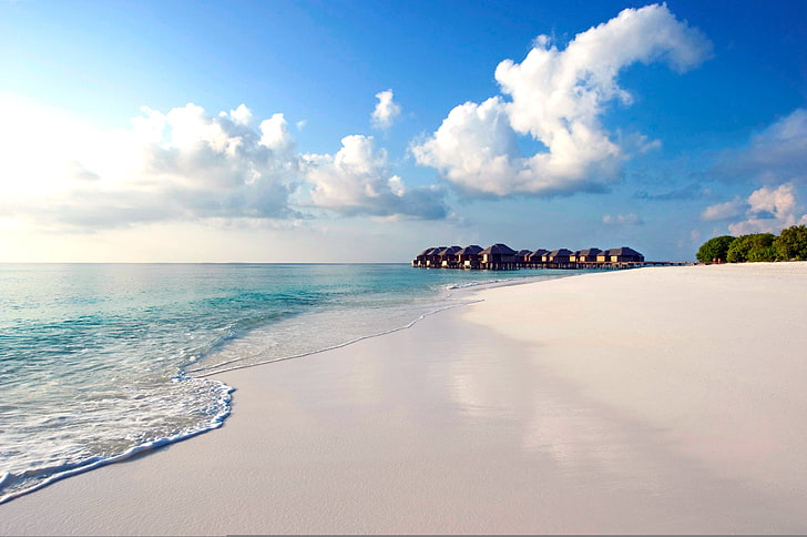 seashore, beach, nature, tropics, the ocean, The Maldives, HD wallpaper