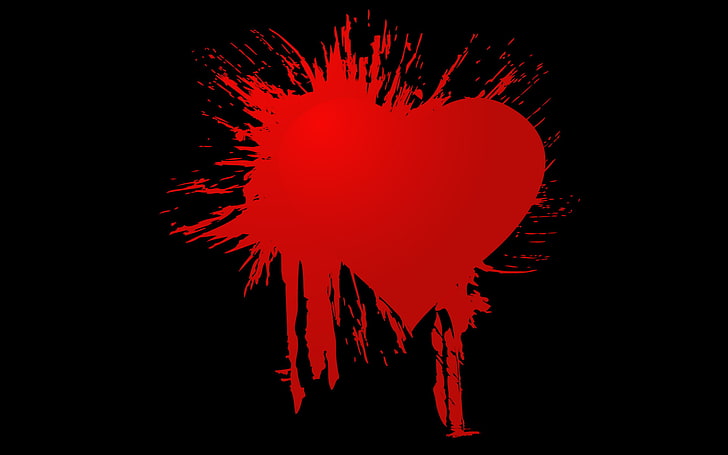 Broken Hear, red heart paint, Love, , red, black, other, heart, HD wallpaper