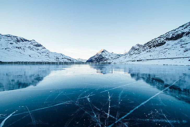 얼어 붙은 호수, 풍경, HD 배경 화면