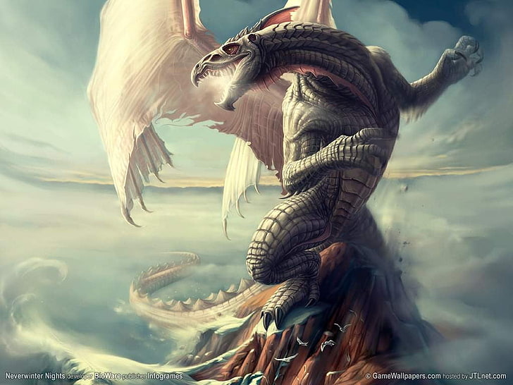 dragon digital art, dragon, Neverwinter Nights, fantasy art, video games, HD wallpaper