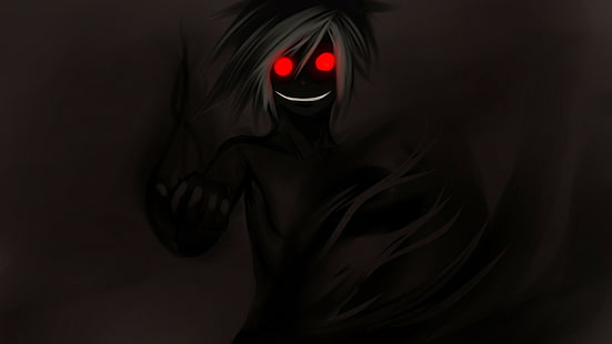 spöken, anime, röda ögon, mörk, svart bakgrund, HD tapet HD wallpaper
