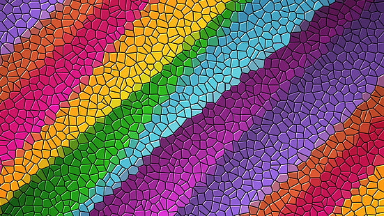 colorido, arco iris, colores del arco iris, colores, patrón, mosaico, abstracción, arte abstracto, Fondo de pantalla HD HD wallpaper