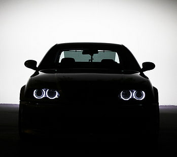 черный автомобиль, BMW M3 E46, ангельские глазки, автомобиль, E-46, HD обои HD wallpaper