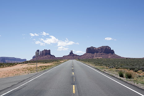straight-between-the-road-line photography of mountain and road, Finish Line, the-road, photography, mountain, road, Forrest Gump, monument Valley, uSA, monument Valley Tribal Park, desert, arizona, utah, butte - Rocky Outcrop, mesa, landscape, navajo, southwest USA, nature, wild West, scenics, travel, famous Place, outdoors, north American Tribal Culture, mesa - Arizona, HD wallpaper HD wallpaper