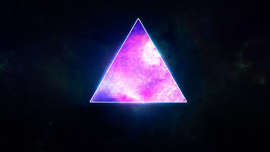 ilustração de triângulo rosa, arte triangular rosa, resumo, triângulo, roxo, arte digital, fundo simples, prisma, HD papel de parede HD wallpaper