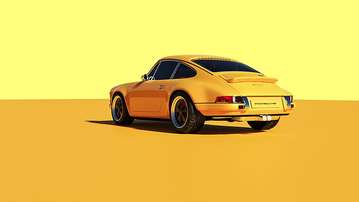 yellow background, car, vehicle, Porsche, yellow cars, yellow, bright, HD wallpaper