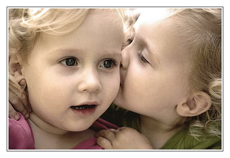 Baby Kiss Cute Child Kids Mood Love Gallery, дети, детка, ребенок, милый, дети, поцелуй, любовь, настроение, HD обои HD wallpaper