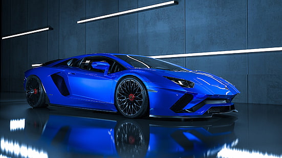 Lamborghini, Lamborghini Aventador, Blaues Auto, Auto, Sportwagen, Supercar, Fahrzeug, HD-Hintergrundbild HD wallpaper