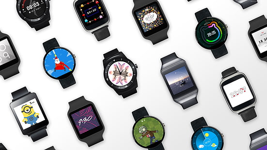 преглед, часовници, цветни, Android Wear, Android, интелигентни часовници, разопаковане, HD тапет HD wallpaper