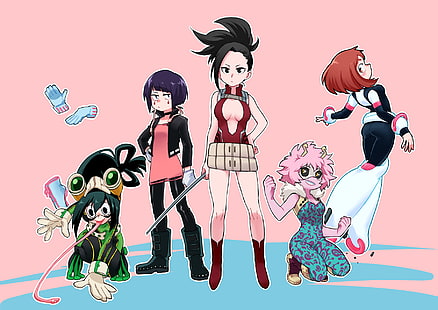 Anime, My Hero Academia, Boku no Hero Academia, Kyouka Jirou, Mina Ashido, Momo Yaoyorozu, Ochaco Uraraka, Tooru Hagakure, Tsuyu Asui, Sfondo HD HD wallpaper