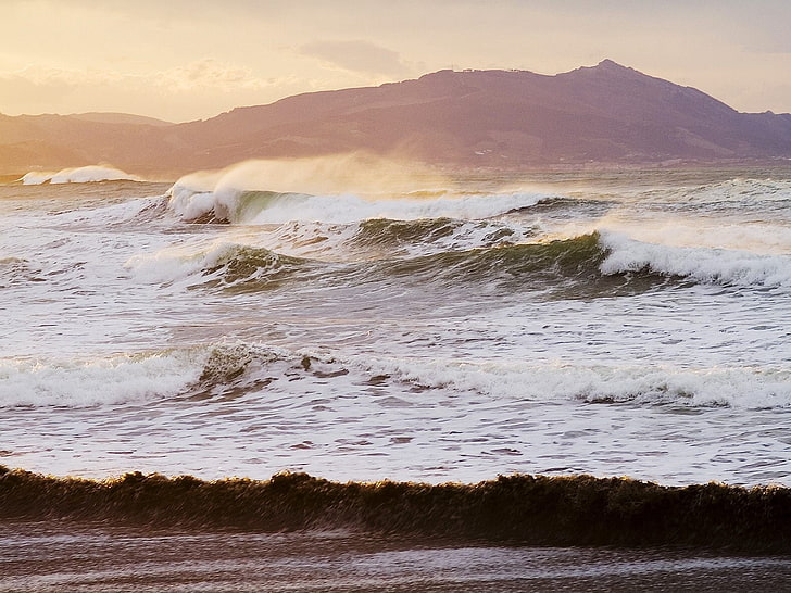 foto ombak laut, laut, ombak, badai, spanyol, teluk biscay, Wallpaper HD