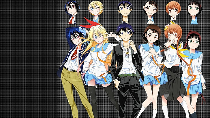 Anime, Nisekoi, Chitoge Kirisaki, Haru Onodera, Kosaki Onodera, Marika Tachibana, Raku Ichijō, Ruri Miyamoto, HD wallpaper