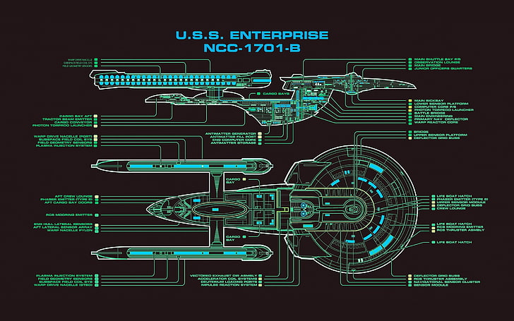 Schematic, Star Trek, USS Enterprise (spaceship), HD wallpaper