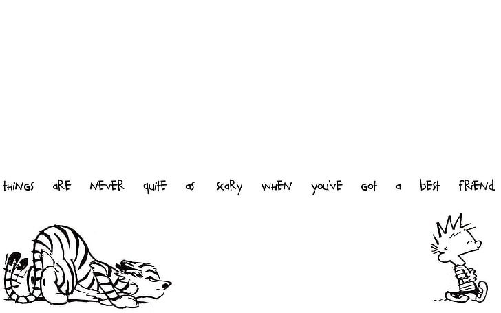 white background with text overlay, Calvin and Hobbes, text, quote, monochrome, simple background, white background, HD wallpaper