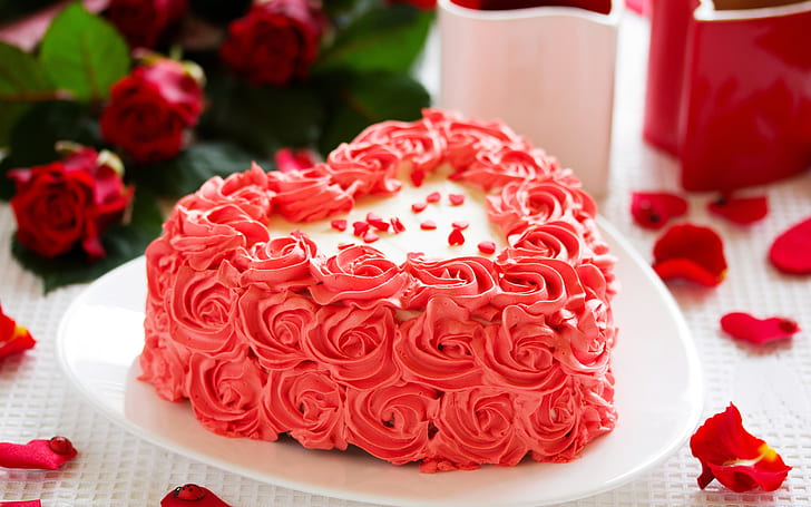 Rosafarbener Blumenkuchen, Rose, Blumenblätter, Rosa, Blumen, Kuchen, Rose, Blumenblätter, HD-Hintergrundbild