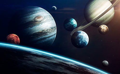 زحل ، القمر ، الفضاء ، الأرض ، الكوكب ، القمر ، المريخ ، المشتري ، نبتون ، عطارد ، الزهرة ، الكواكب ، اليورانيوم ، النظام ، أورانوس ، الخيال العلمي ، النظام الشمسي ، المؤثرات البصرية ، فاديم سادوفسكي ، بقلم فاديم سادوفسكي ، نظام الشمس، خلفية HD HD wallpaper