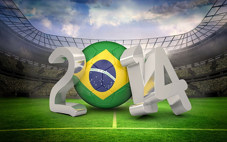 Dünya Kupası Futbol 2014, Brezilya, FIFA, Dünya Kupası, 2014, futbol, ​​stadyum, bayrak, Dünya Kupası Futbol 2014, HD masaüstü duvar kağıdı