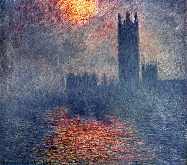 Claude Monet, pittura, arte classica, sole, Sfondo HD