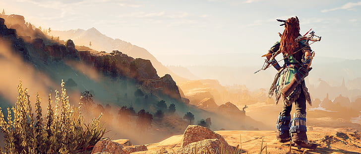 paisaje, PS4, Horizon: Zero Dawn, Aloy, Fondo de pantalla HD