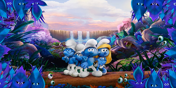 The Smurf movie clip, Smurfs: The Lost Village, Smurfette, Brainy Smurf, Clumsy Smurf, Hefty Smurf, HD wallpaper