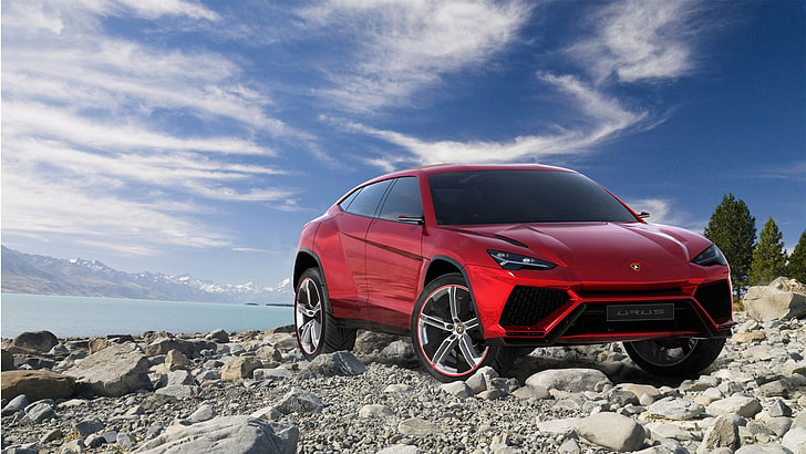 Lamborghini Urus, концептуални автомобили, червени автомобили, SUV, HD тапет